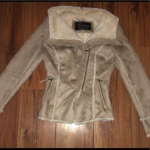 Gorgeous Guess Suede Faux Fur-Lined Coat Size XS